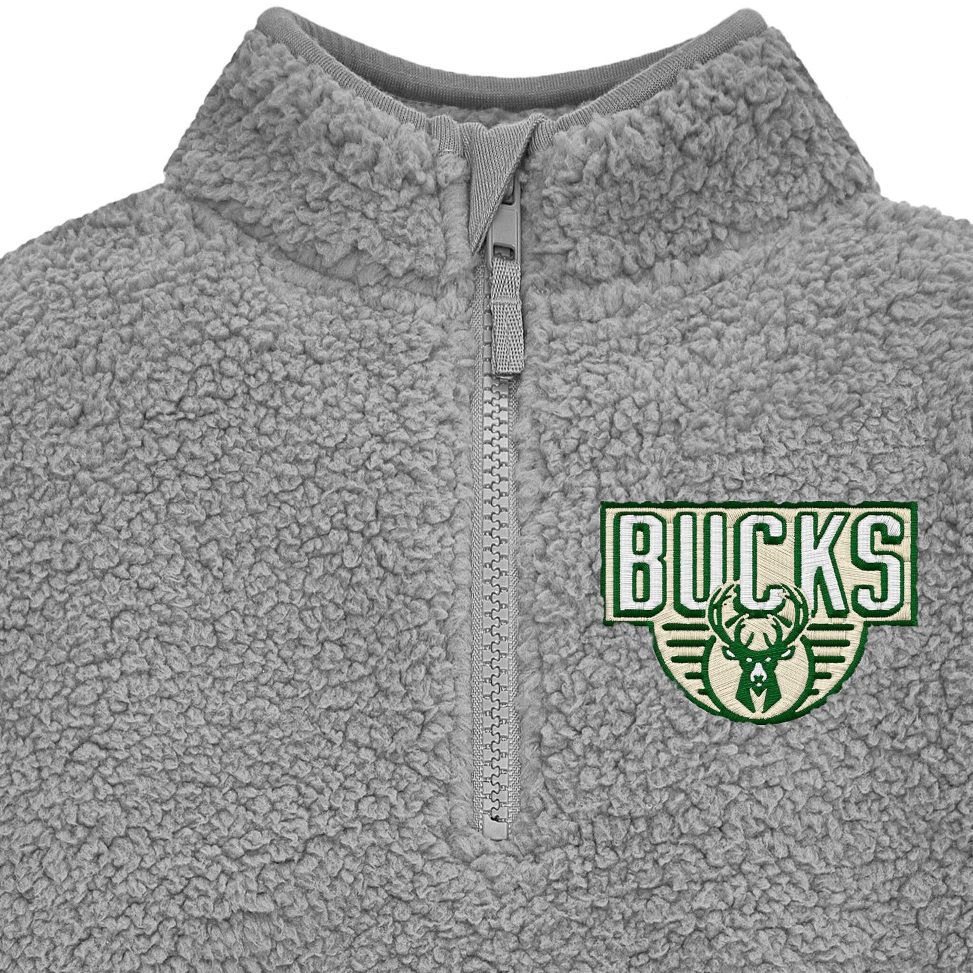 Infant & Toddler Neutral Gray Milwaukee Bucks Quarter-Zip Pullover NBA NBA® 
