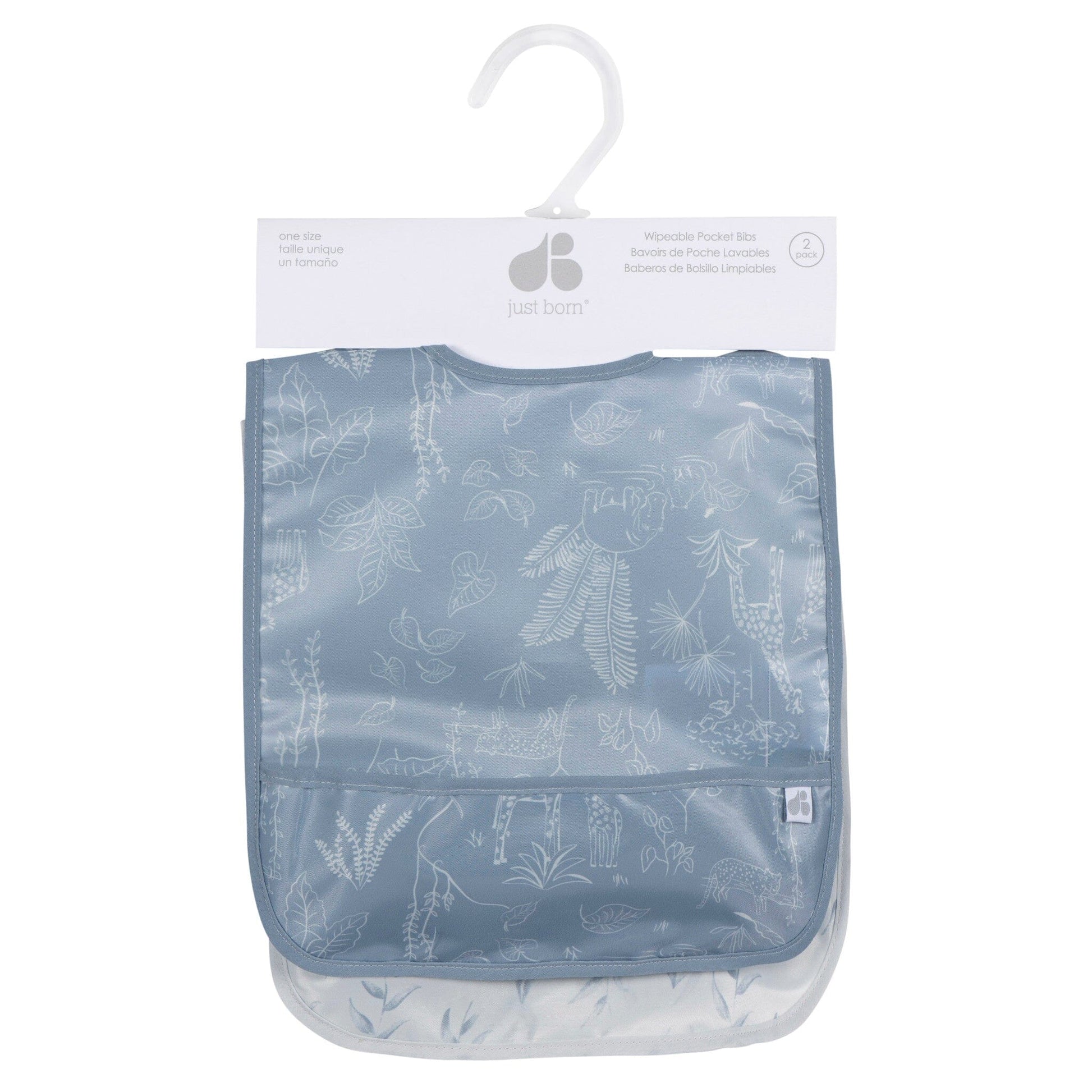 2-Pack Baby Boys Blue Wipeable Bibs Gerber® 