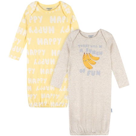 2-Pack Baby Neutral Bananas Gowns