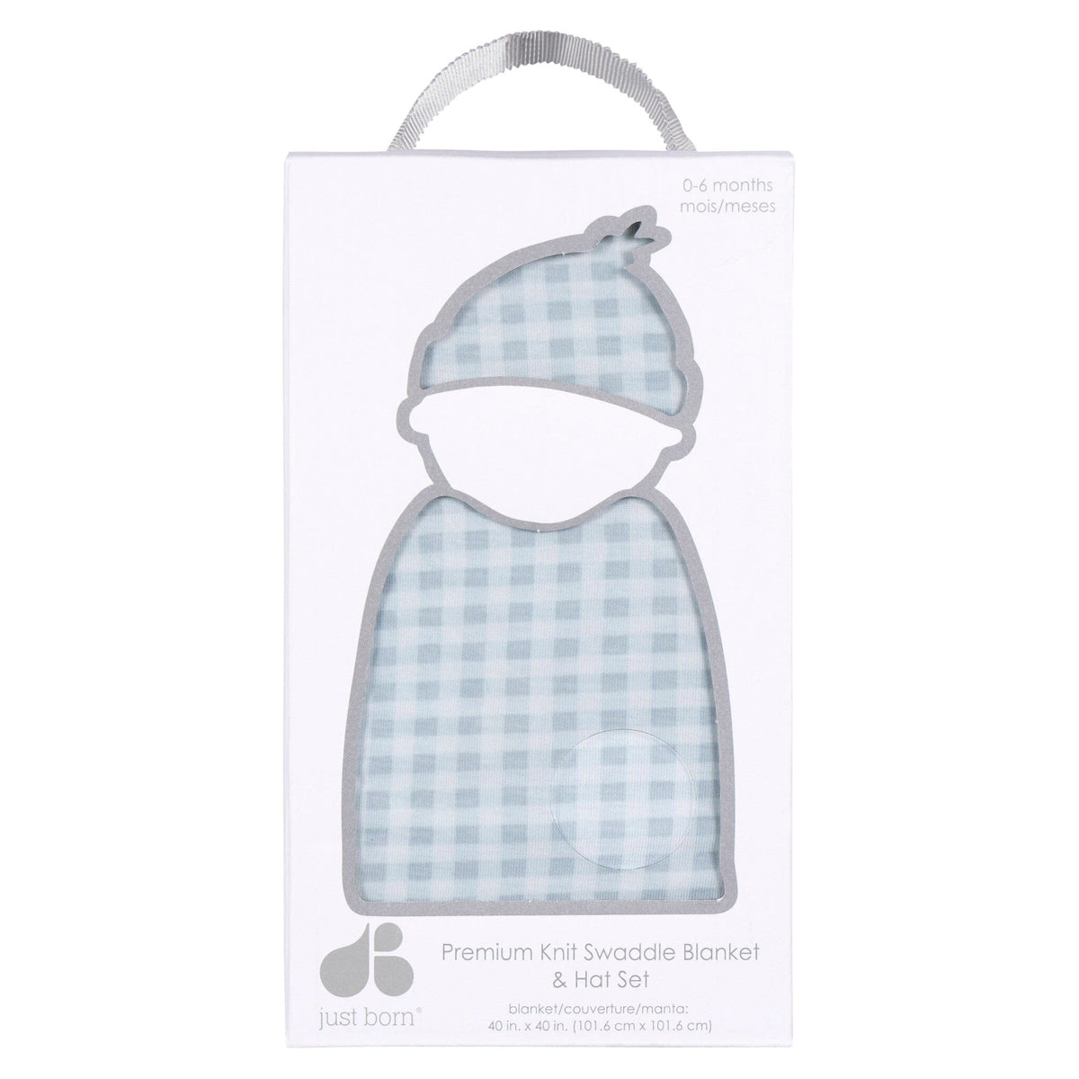 2-Piece Baby Boys Blue Plaid Swaddle Blanket & Hat Set Gerber® 