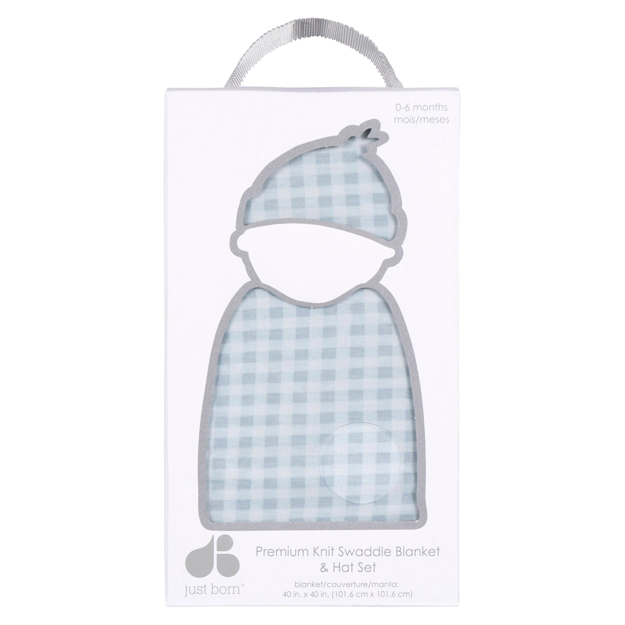 2-Piece Baby Boys Blue Plaid Swaddle Blanket & Hat Set Gerber® 