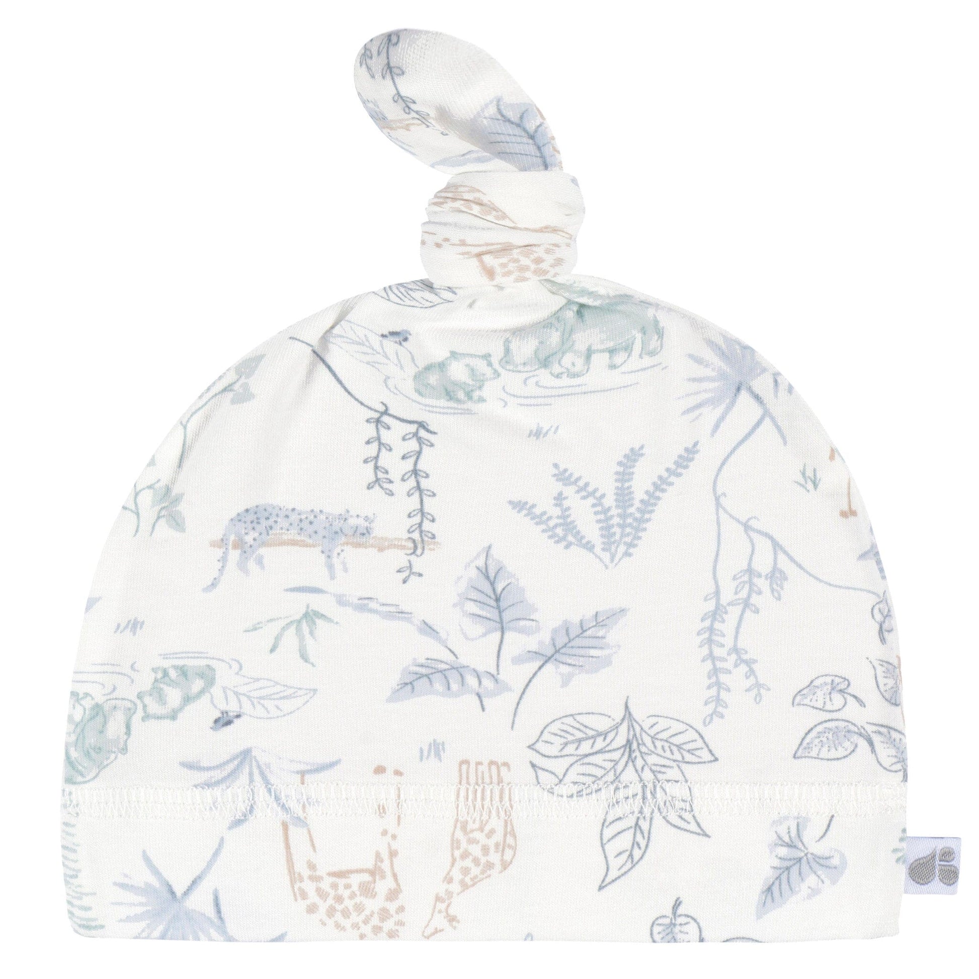 2-Piece Baby Boys Ivory Blue Palms Swaddle Blanket & Hat Set Gerber® 