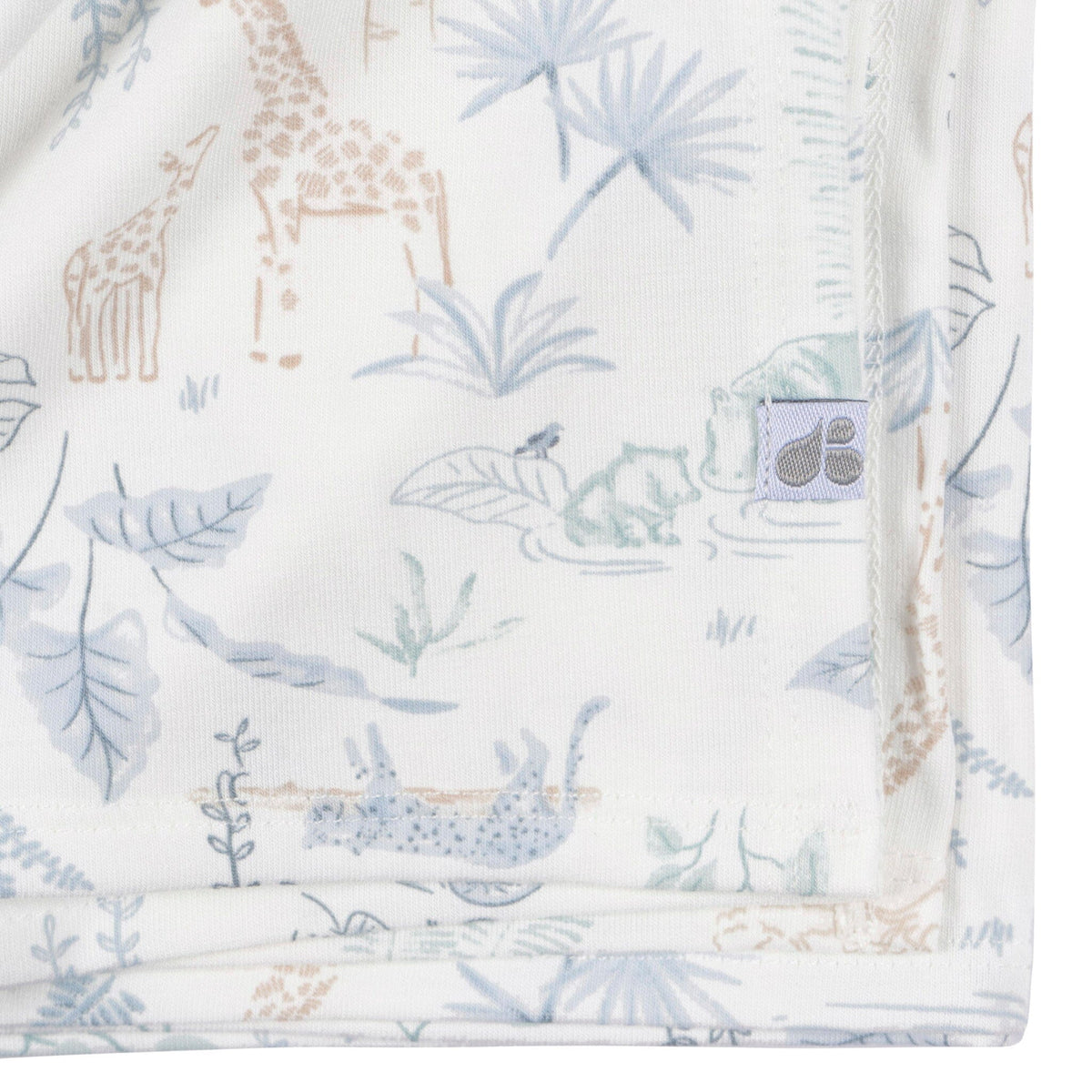2-Piece Baby Boys Ivory Blue Palms Swaddle Blanket & Hat Set Gerber® 
