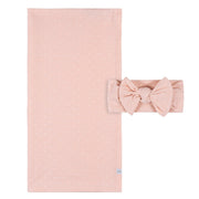 2-Piece Baby Girls Pink Floral Swaddle Blanket & Headband Set Gerber® 