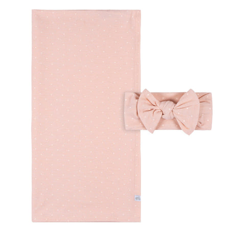 2-Piece Baby Girls Pink Floral Swaddle Blanket & Headband Set