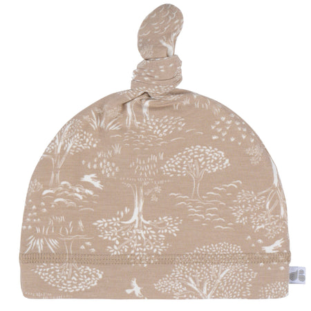 2-Piece Baby Neutral Ivory Tan Forest Swaddle Blanket & Hat Set