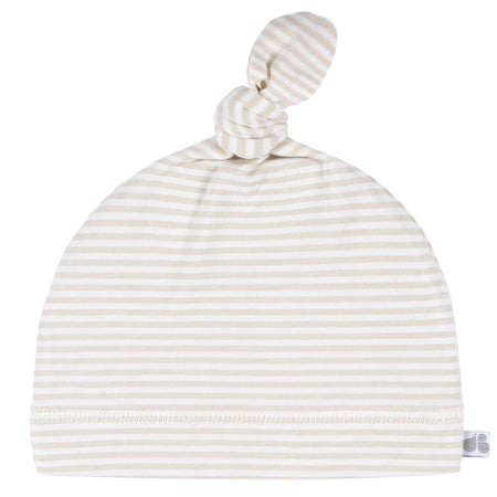 2-Piece Baby Neutral Tan Stripe Swaddle Blanket & Hat Set