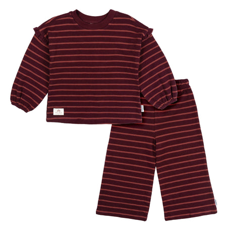 2-Piece Toddler Girls Fig Stripe Long Sleeve Top & Wide Leg Pant Set