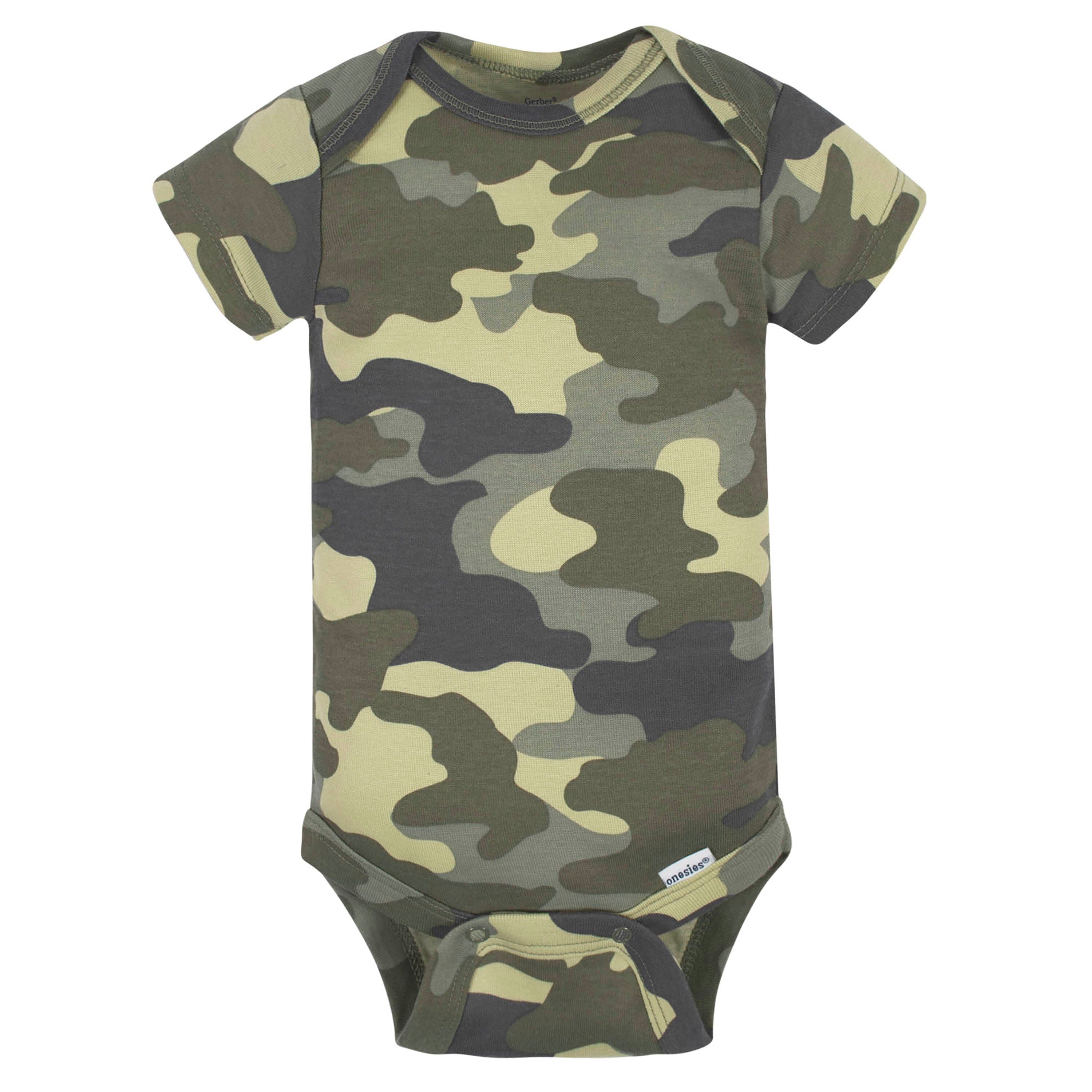3-Pack Baby Boys Camo Dinosaur Short Sleeve Onesies® Bodysuits