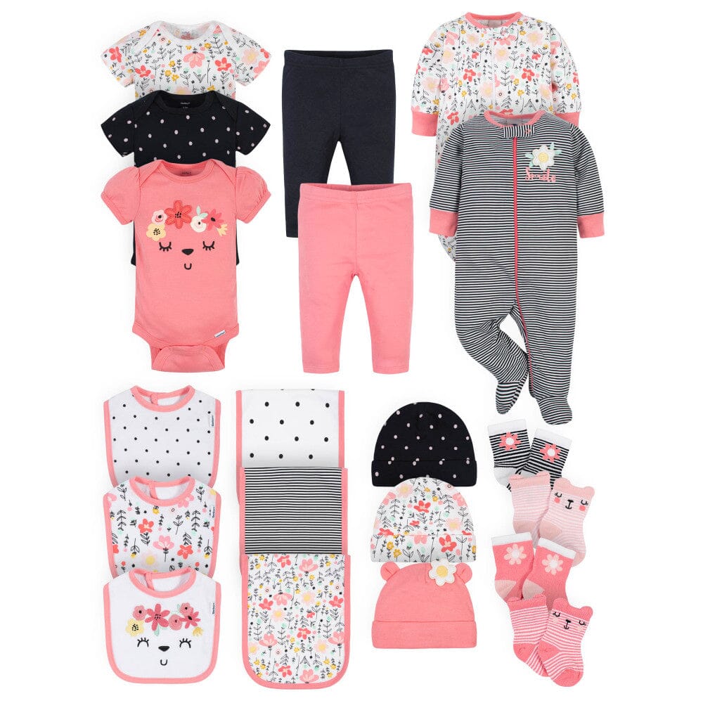 20-Piece Baby Girls Garden Floral Clothing & Accessories Bundle