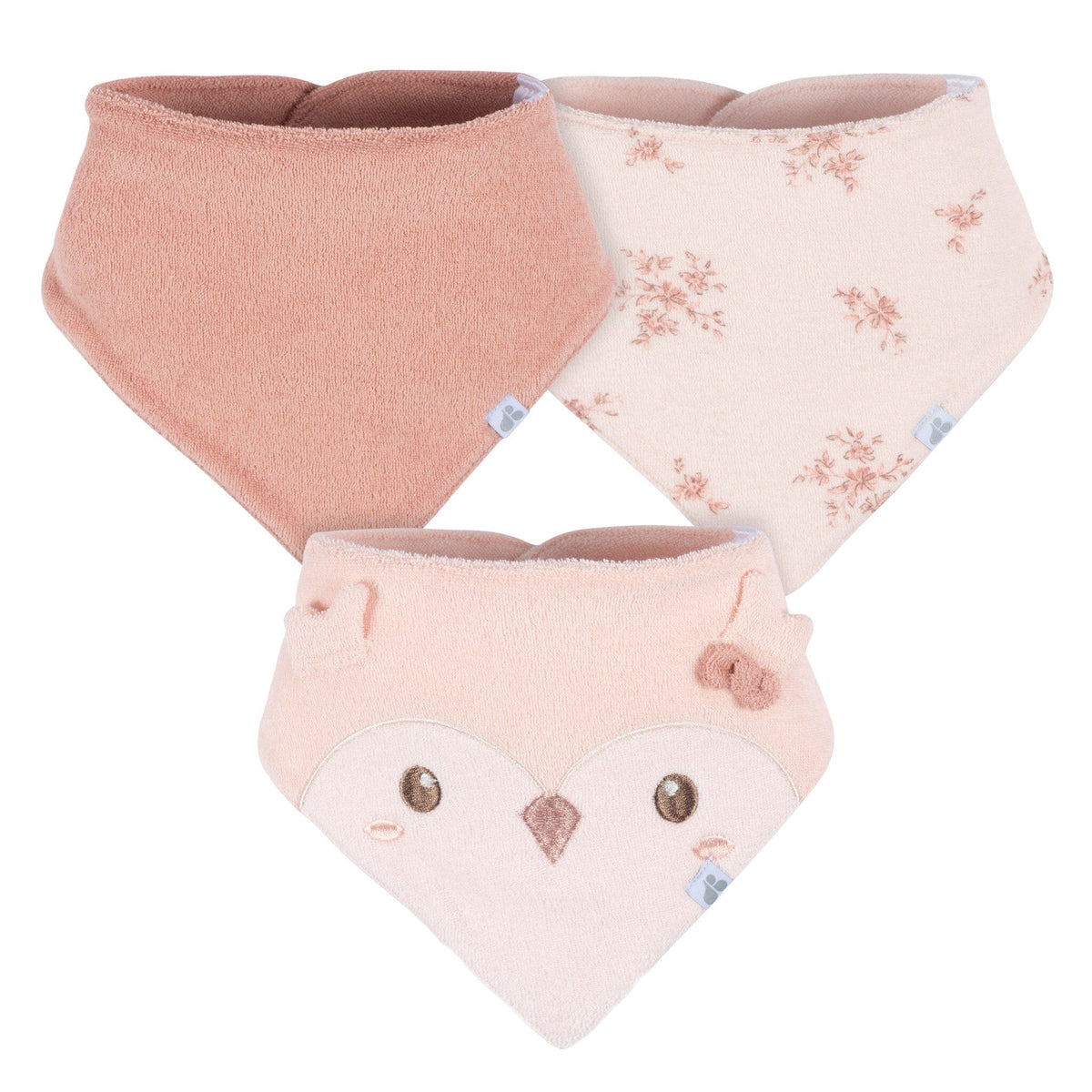 3-Pack Baby Girls Pink Bandana Bib bibs Just Born® 