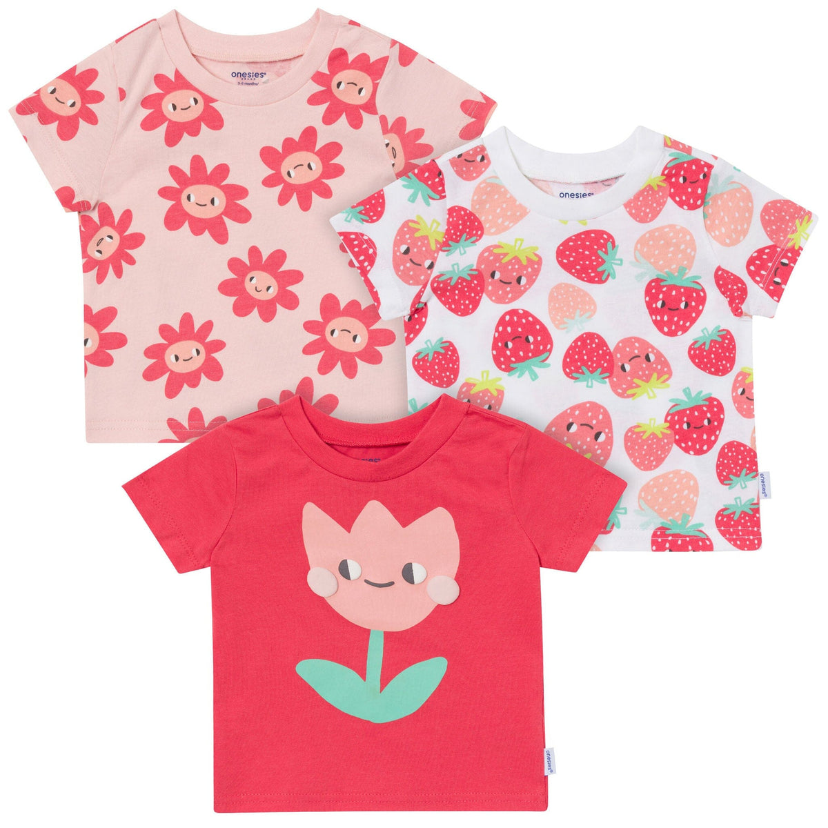 3-Pack Baby Girls Strawberries Tshirt Tops Gerber® 