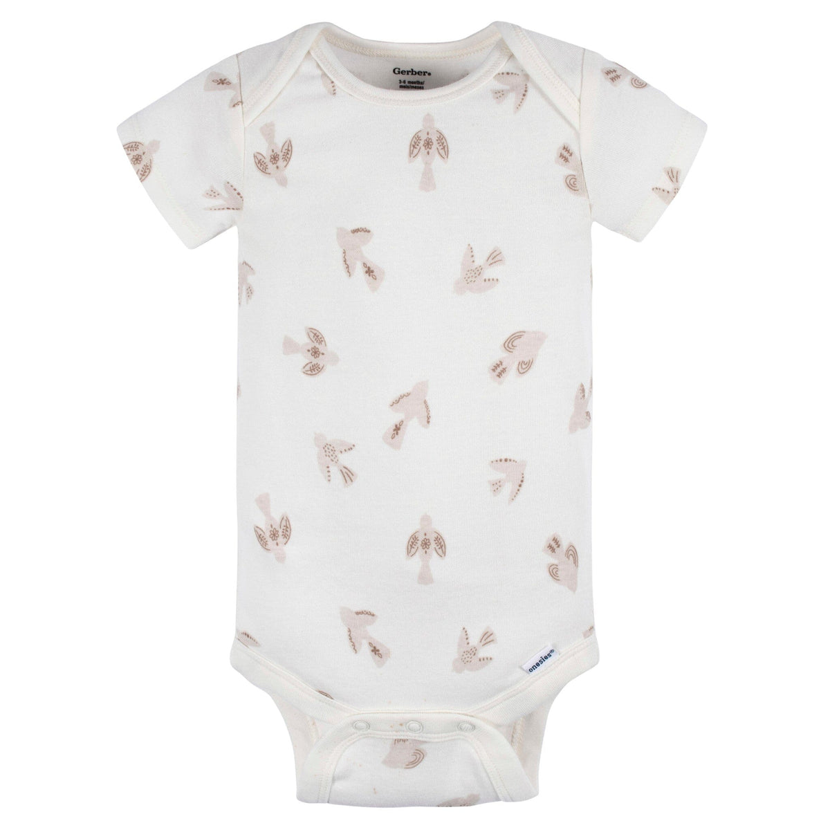3-Pack Baby Girls Taupe Flower Fields Short Sleeve Onesies® Bodysuits Onesies Bodysuits Gerber® 