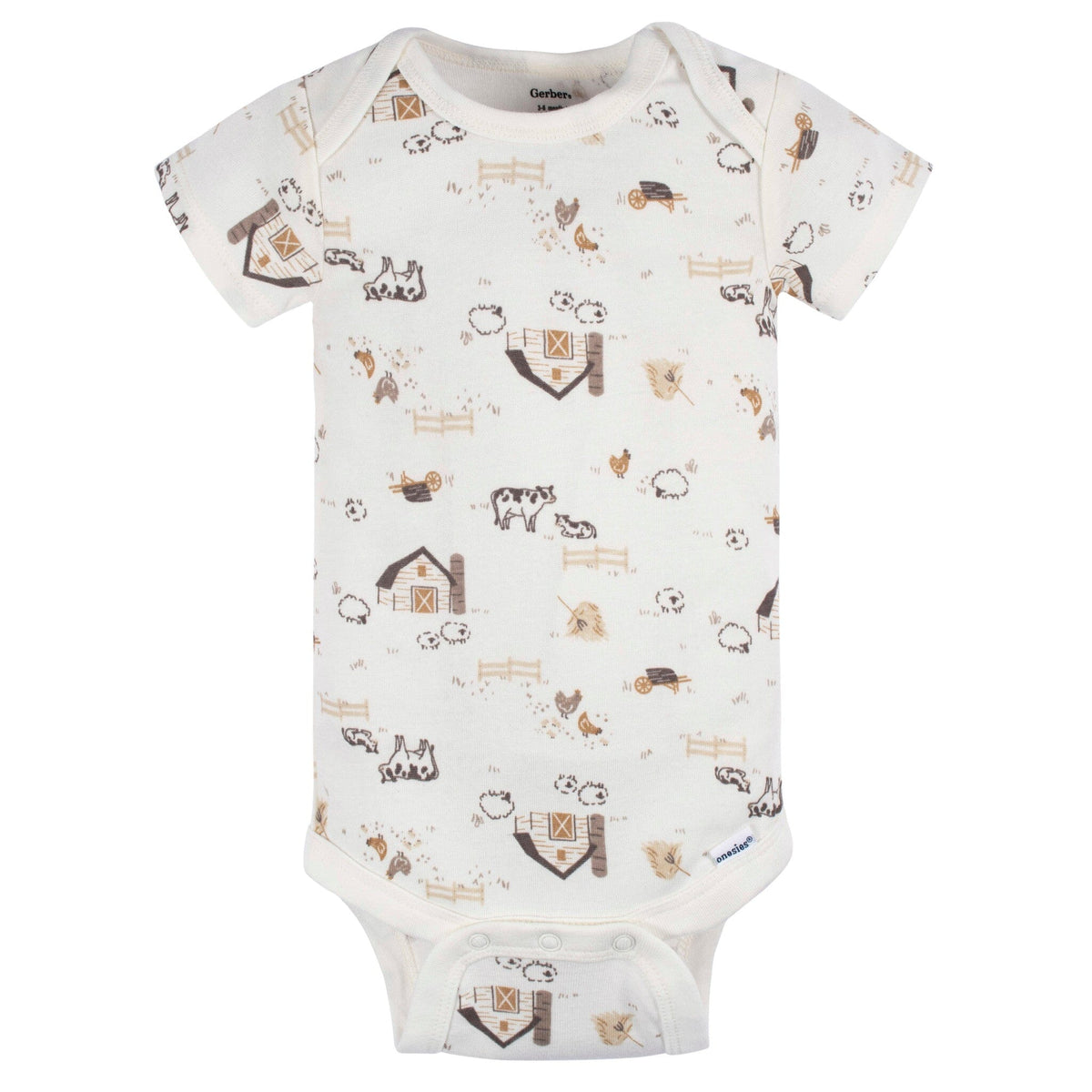 3-Pack Baby Neutral Farming Short Sleeve Onesies® Bodysuits Onesies Bodysuits Gerber® 