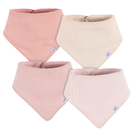 4-Pack Baby Girls Pink Multi Bandana Bibs