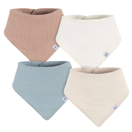 4-Pack Baby Neutral Brown Multi Bandana Bibs