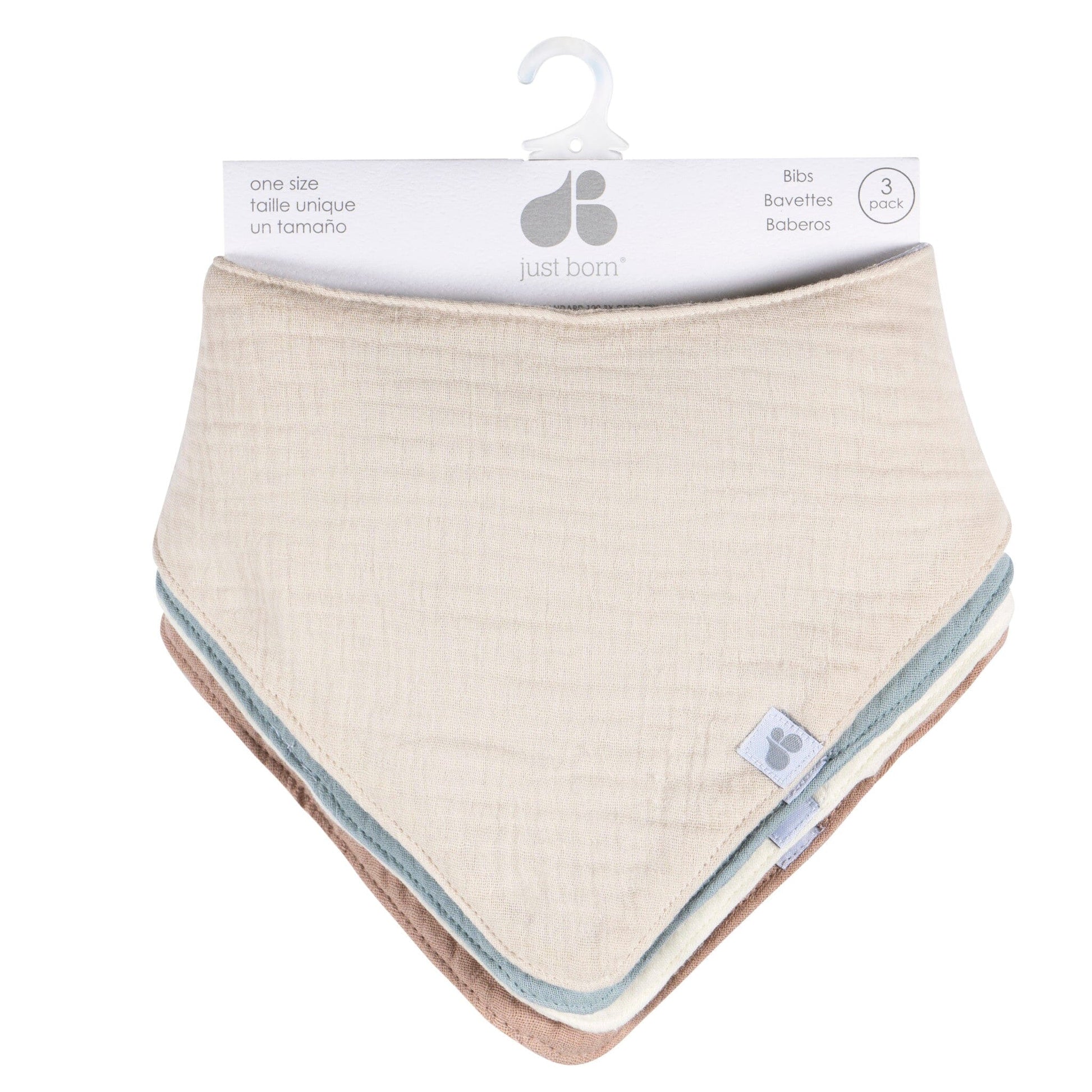 4-Pack Baby Neutral Brown Multi Bandana Bib bibs Just Born® 