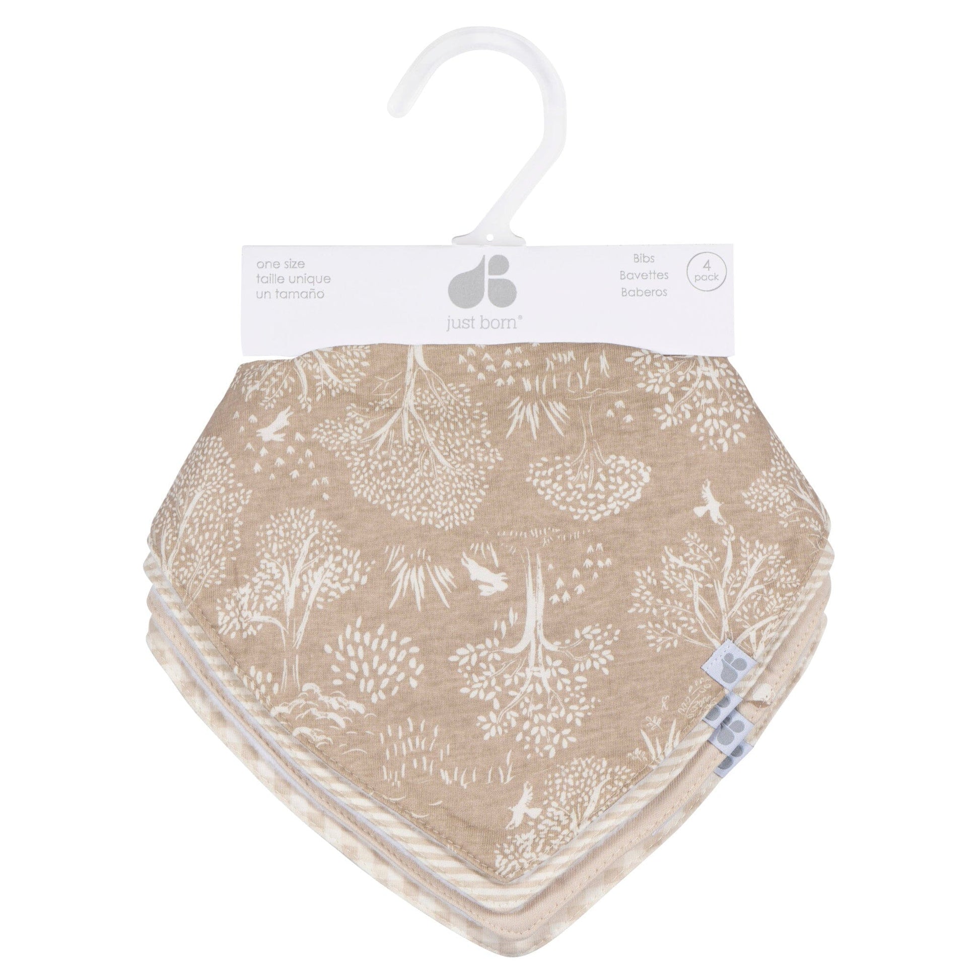 4-Pack Baby Neutral Multi Tan Bandana Bib bibs Just Born® 
