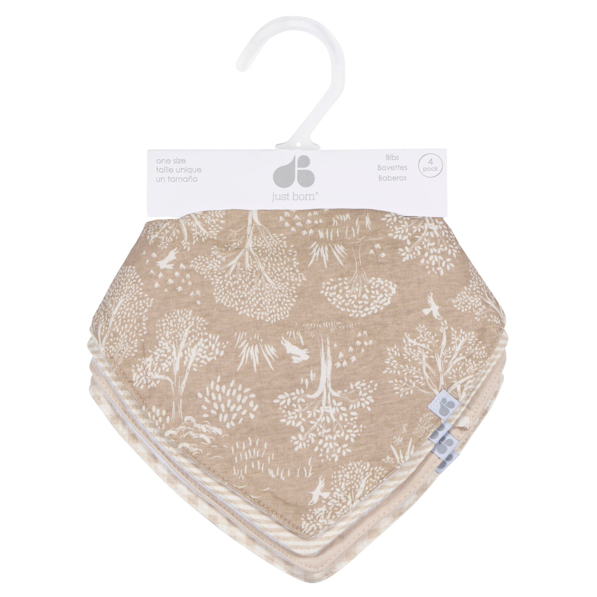 4-Pack Baby Neutral Multi Tan Bandana Bib bibs Just Born® 