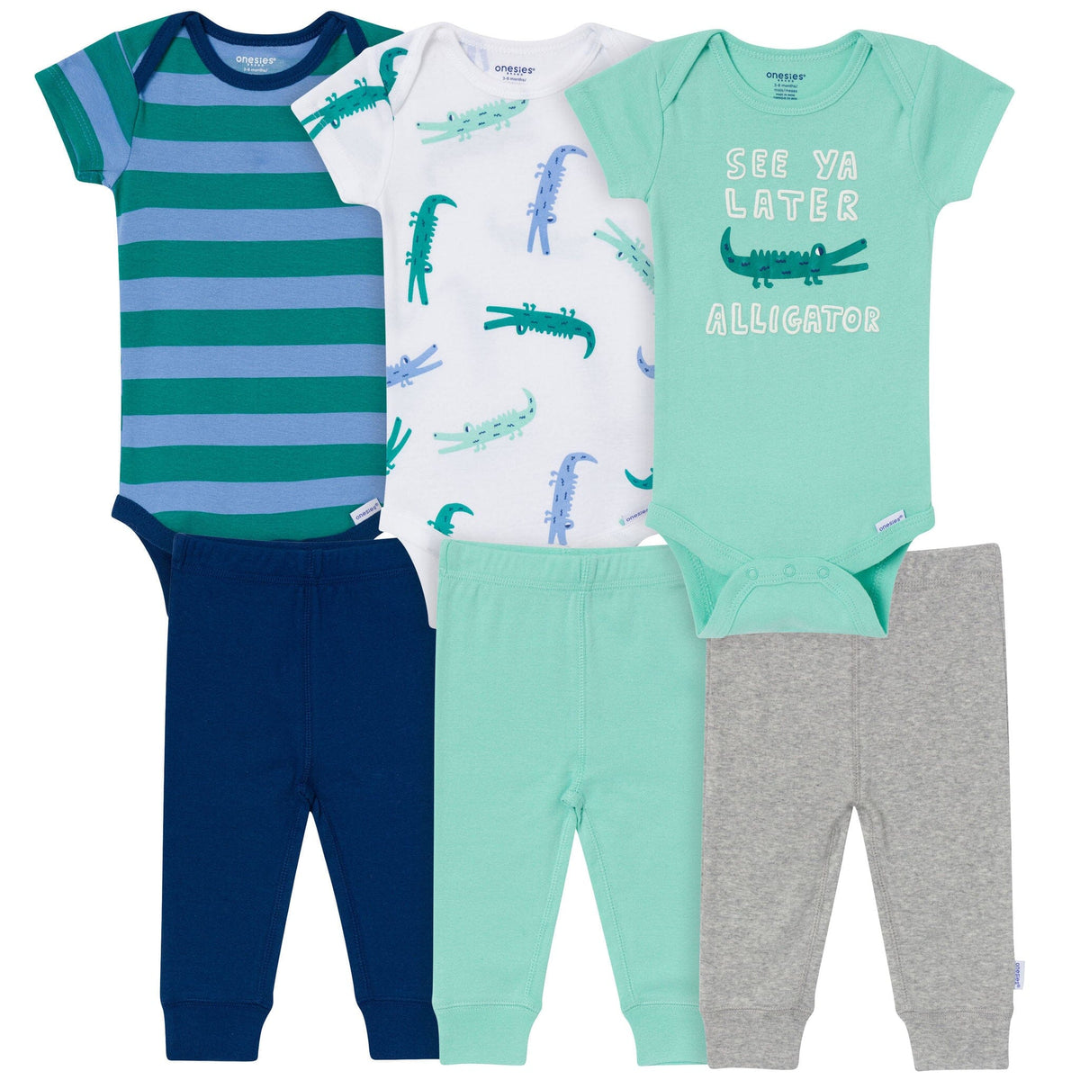 6-Piece Baby Boys Alligator Bodysuit & Active Pant Set Outfits & Sets Gerber® 
