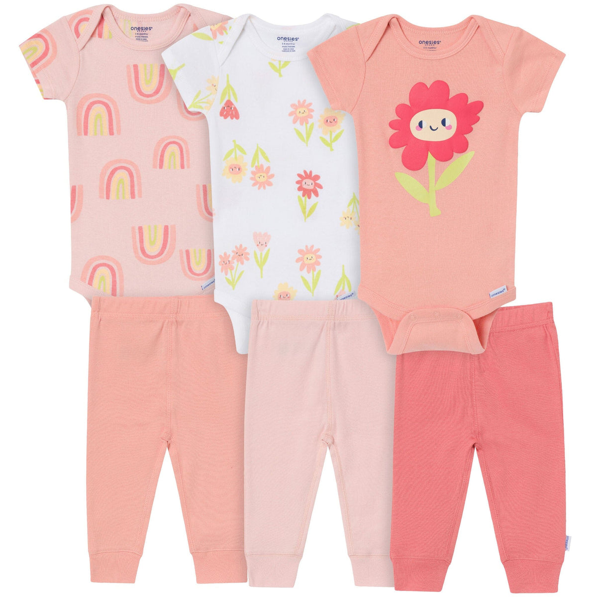 6-Piece Baby Girls Daisy Bodysuit & Active Pant Set Outfits & Sets Gerber® 