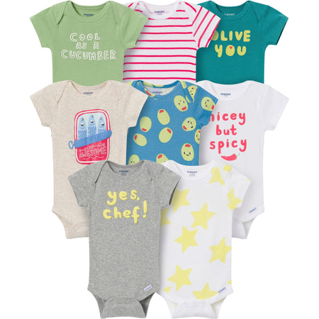 8-Pack Baby Boys Snack Time Onesies Brand Bodysuits