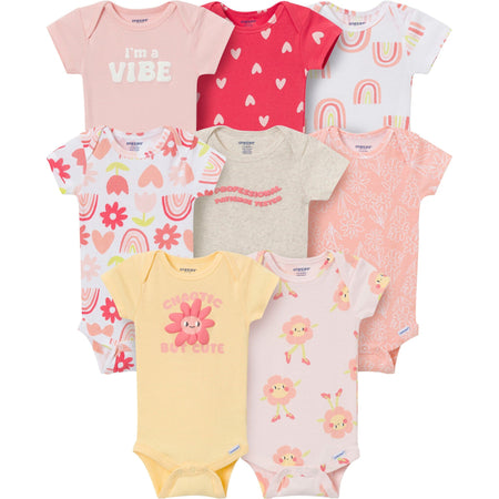 8-Pack Baby Girls Flower Power Onesies Brand Bodysuits
