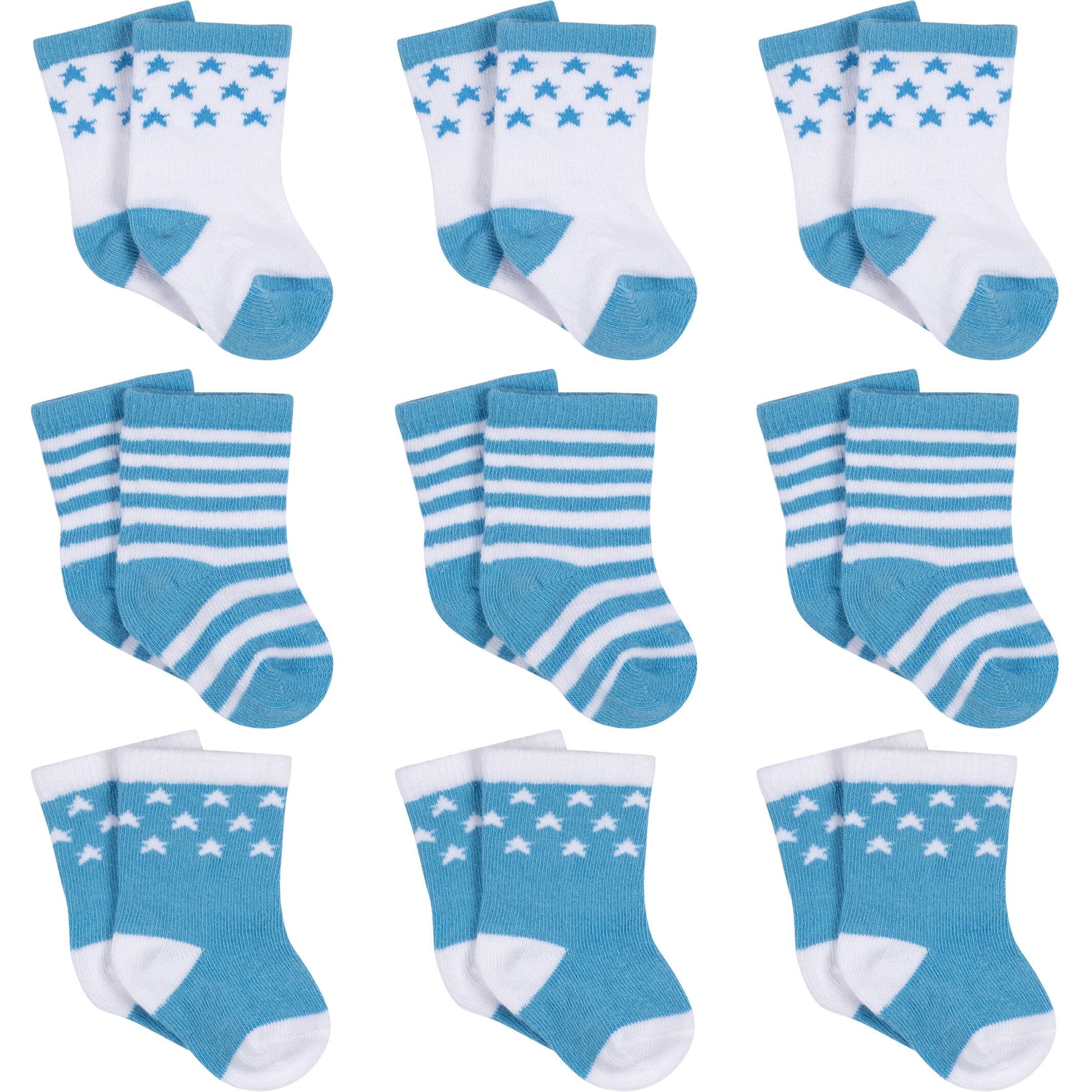 9-Pack Baby Boys Stars Jersey Crew Socks