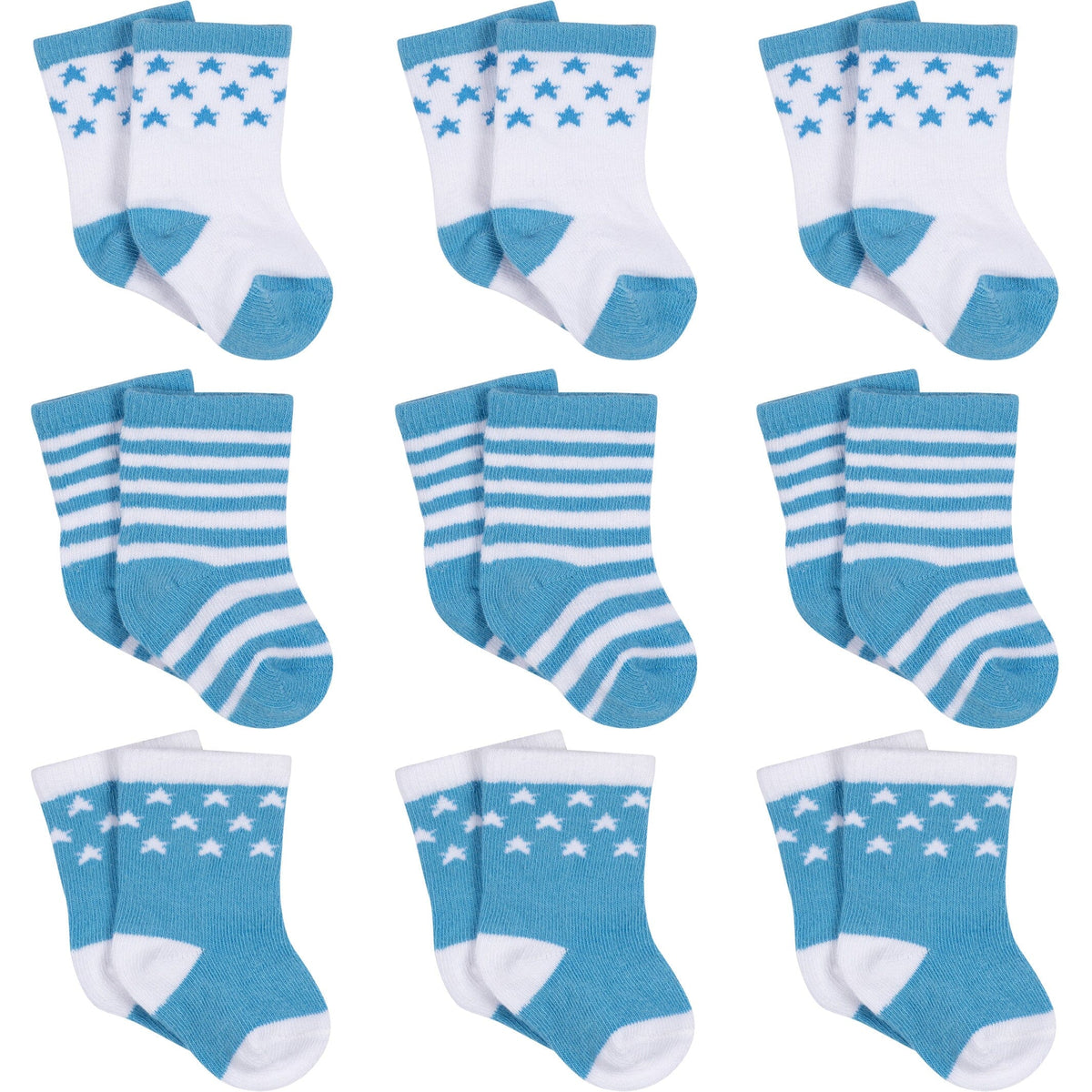9-Pack Baby Boys Stars Jersey Crew Socks