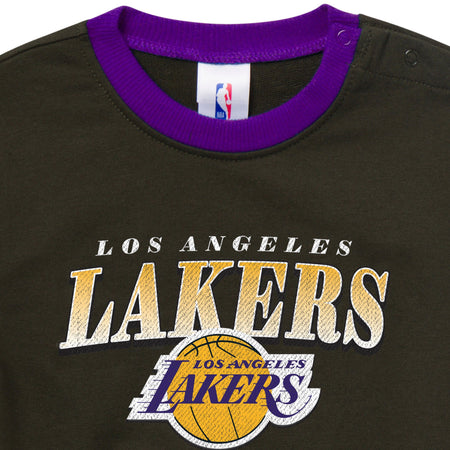 Baby Neutral Los Angeles Lakers Sweatshirt Bubble Romper