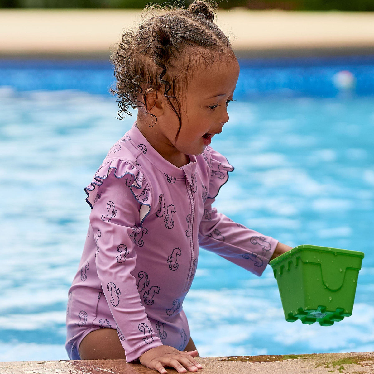 Baby Girls UPF 50+ Purple Seahorses Rash Guard swimwear Gerber® 