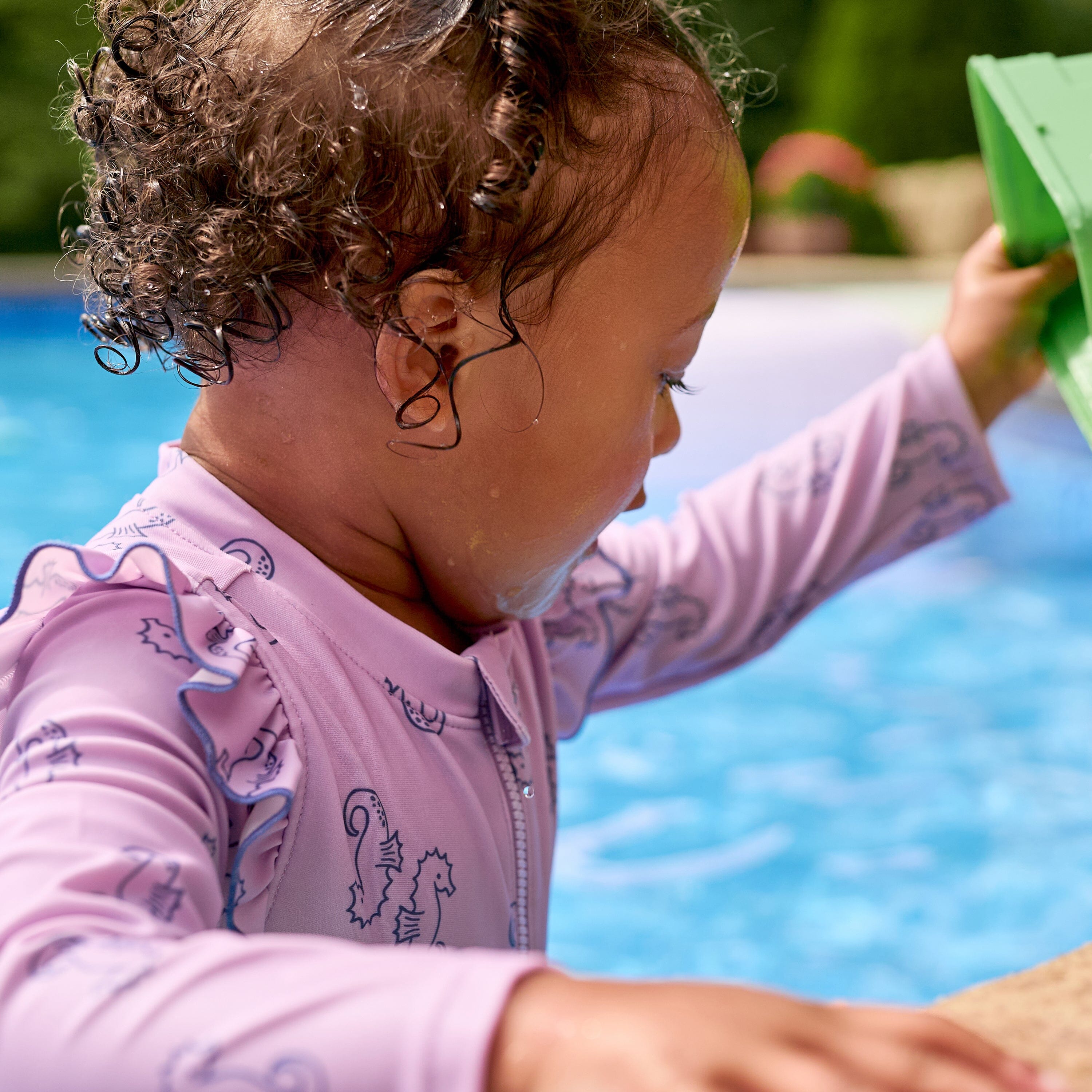 Baby Girls UPF 50+ Purple Seahorses Rash Guard swimwear Gerber® 