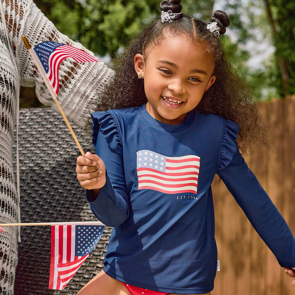 2-Piece Infant & Toddler Girls UPF 50+ USA Flag Rash Guard and Swim Bottoms Set swimwear Gerber® 