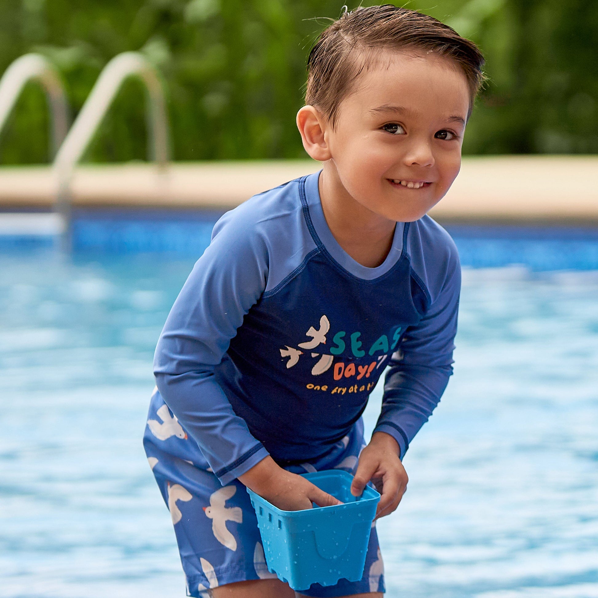 2-Piece Baby & Toddler Boys UPF 50+ Seagulls Rash Guard & Swim Trunks Set swimwear Gerber® 