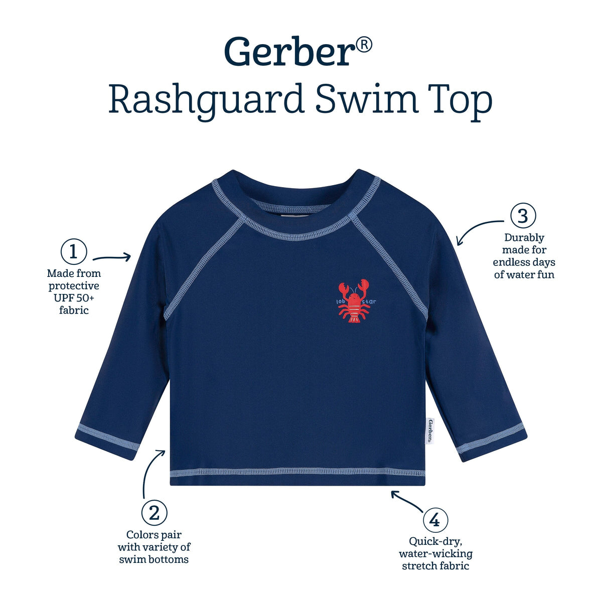 Baby & Toddler Boys UPF 50+ Lobster Rash Guard swimwear Gerber® 
