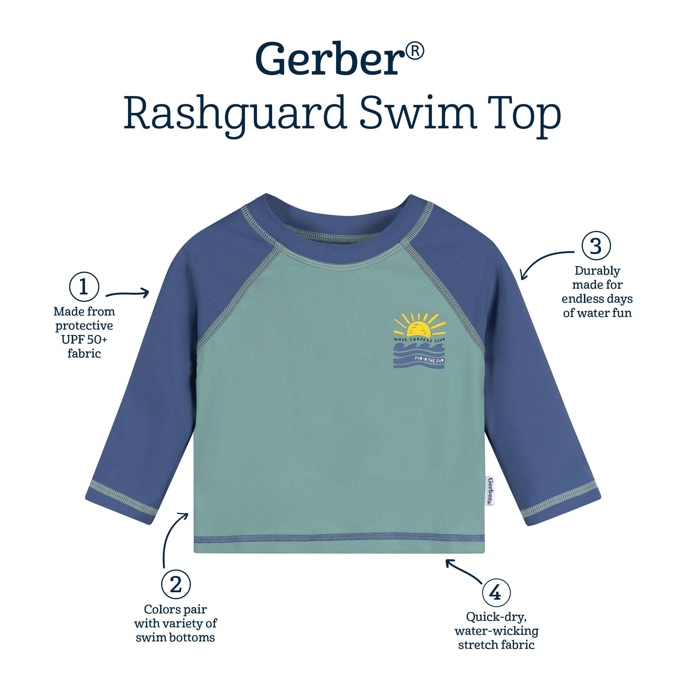 Baby & Toddler Boys UPF 50+ Wave Chasers Club Rash Guard swimwear Gerber® 