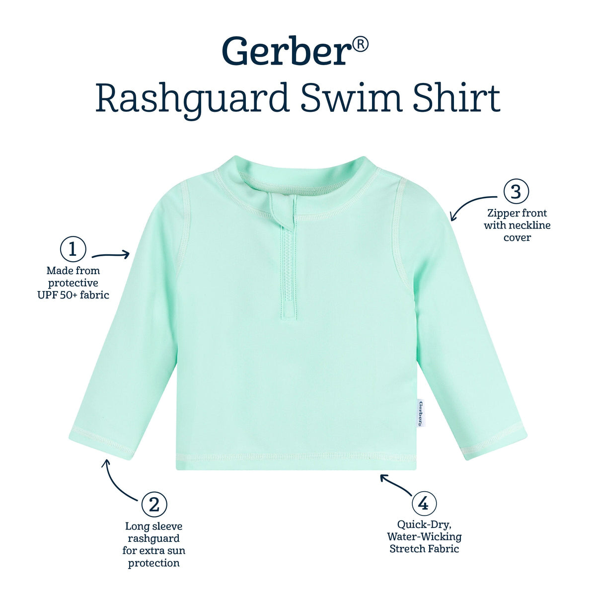 Baby & Toddler Neutral UPF 50+ Green Rashguard Top swimwear Gerber® 