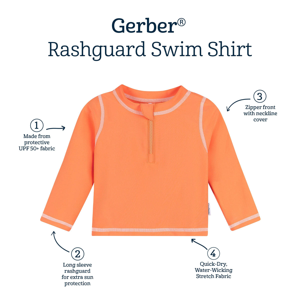 Baby & Toddler Neutral UPF 50+ Orange Rashguard Top swimwear Gerber® 