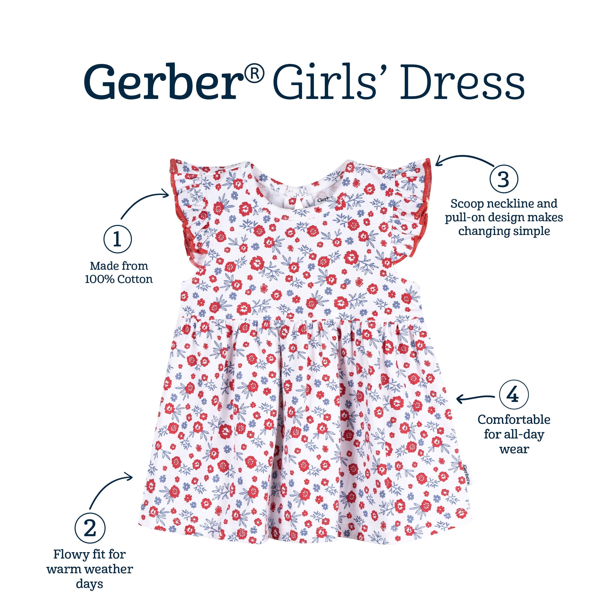 Baby Girls Floral Dress dresses Gerber® 