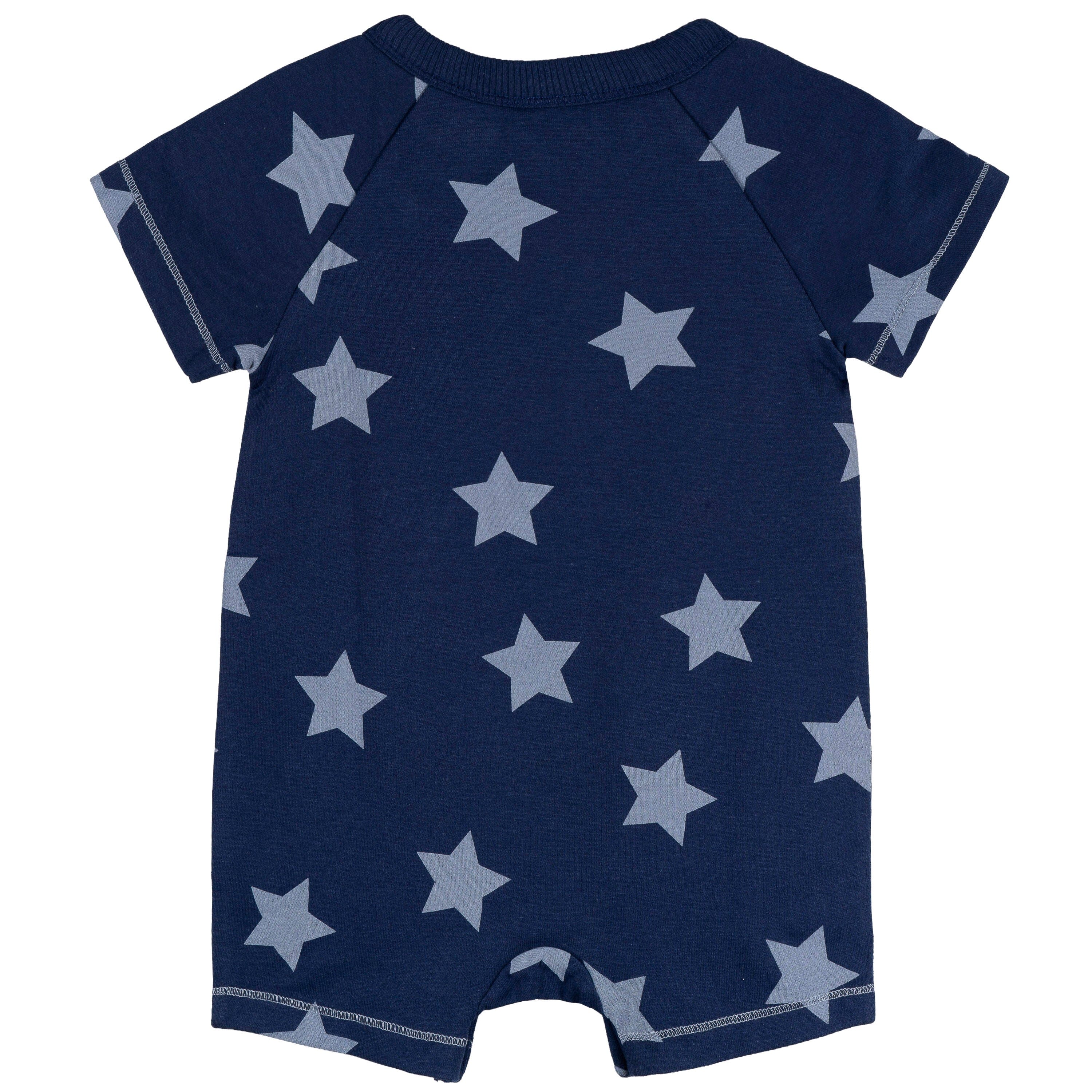 Baby Boys Navy Stars Kangaroo Pocket Romper rompers Gerber® 