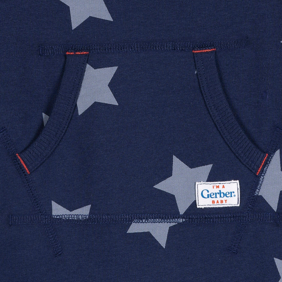 Baby Boys Navy Stars Kangaroo Pocket Romper rompers Gerber® 