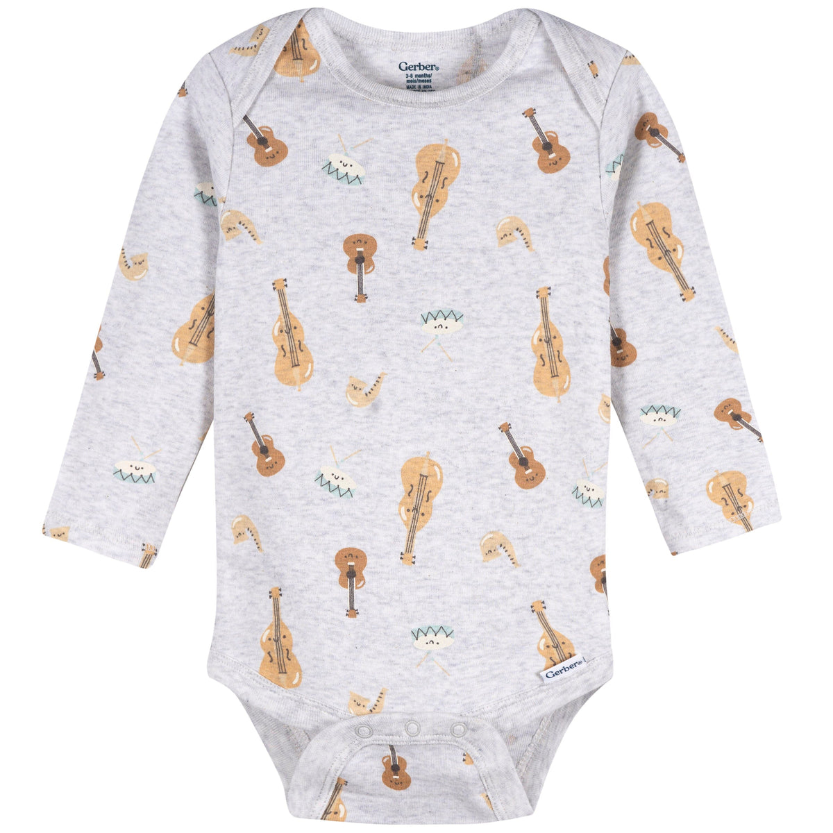 4-Pack Baby Neutral Musical Animals Long Sleeve Onesies® Bodysuits and Sleep 'N Play outfits Gerber® 