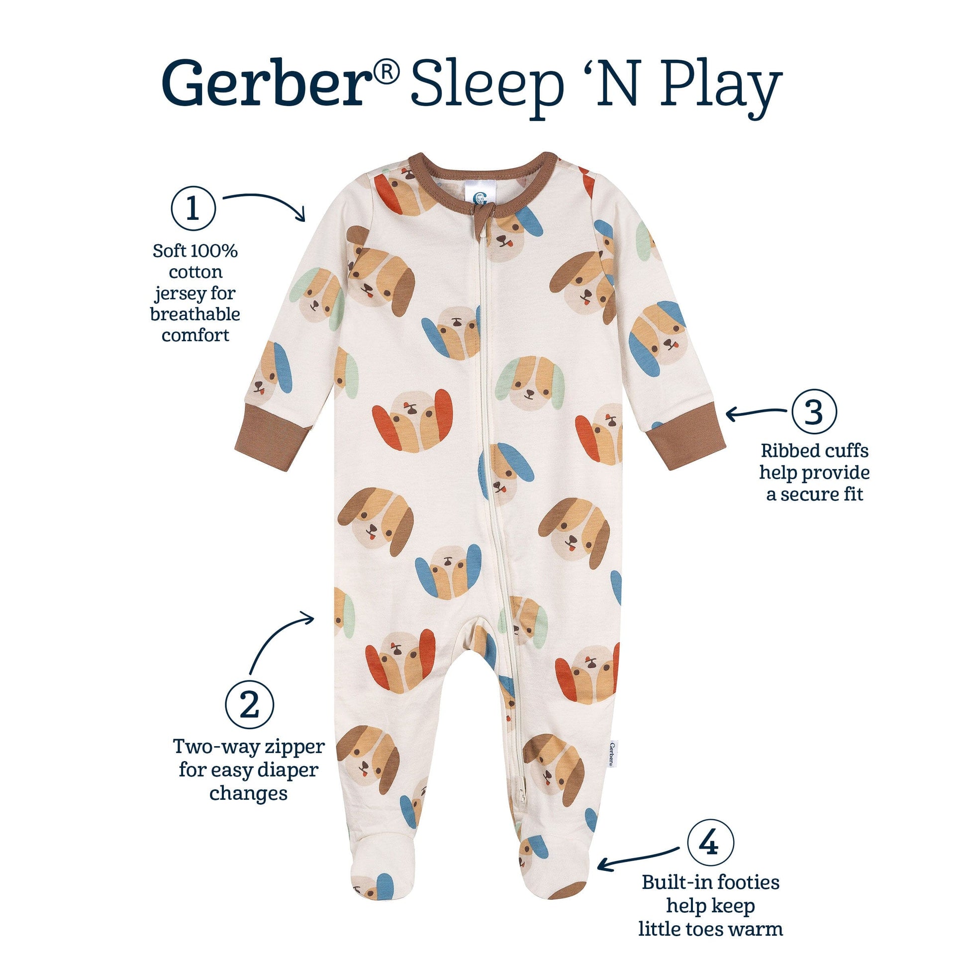 Baby Boys Puppy Faces Sleep 'N Play sleepwear Gerber® 