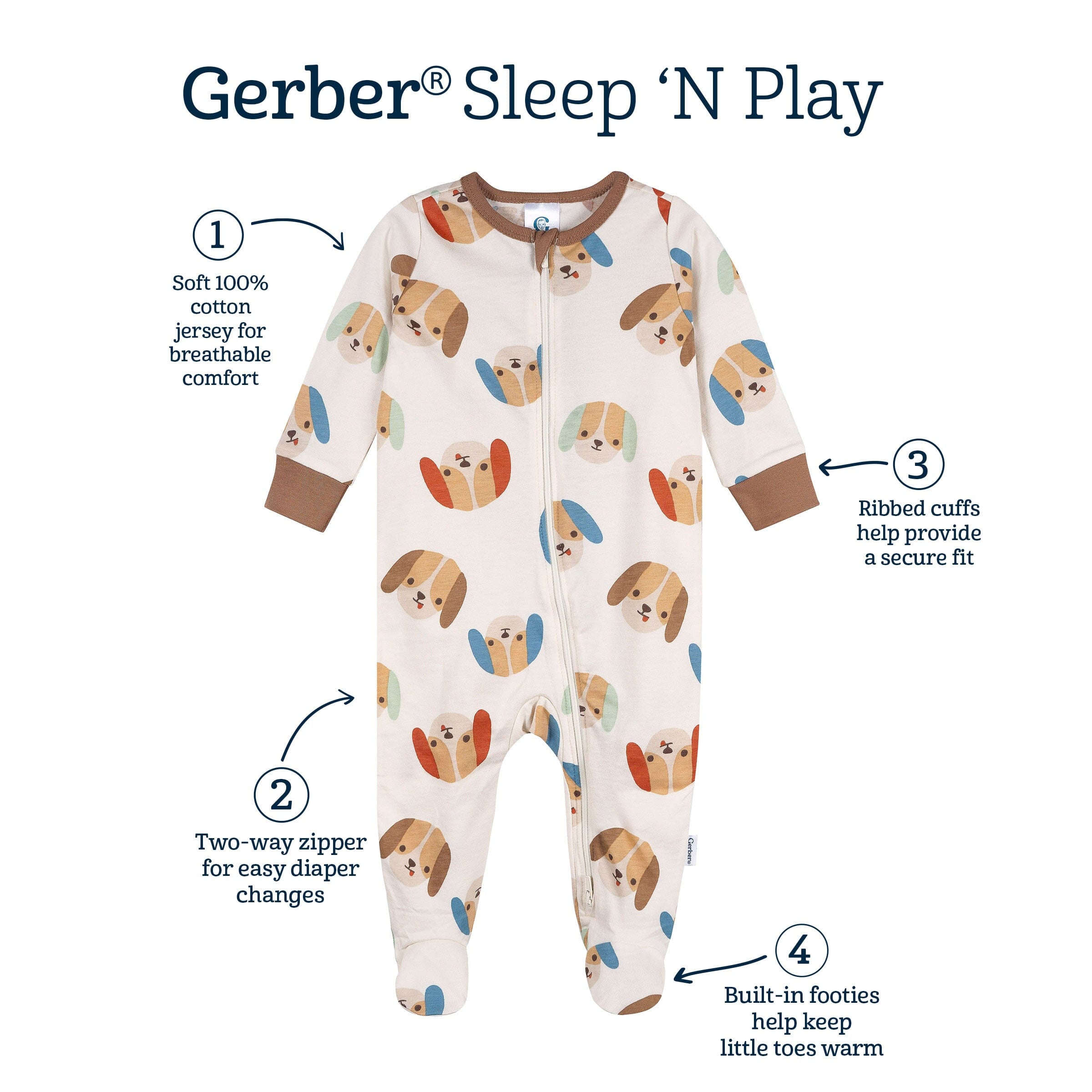 Baby Boys Puppy Faces Sleep 'N Play sleepwear Gerber® 