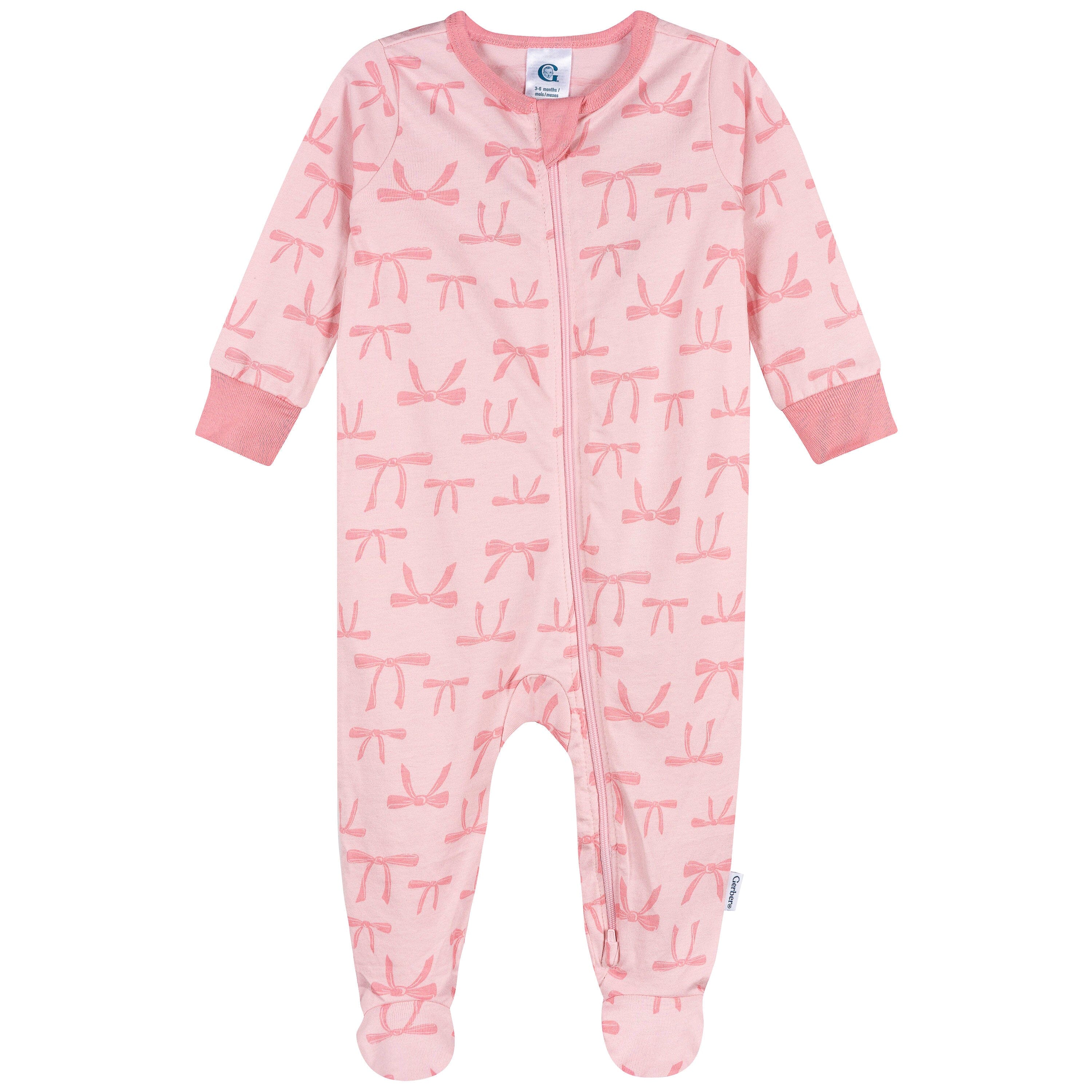 4-Pack Baby Girls Hearts & Dreams Long Sleeve Onesies® Bodysuits and Sleep 'N Play outfits Gerber® 