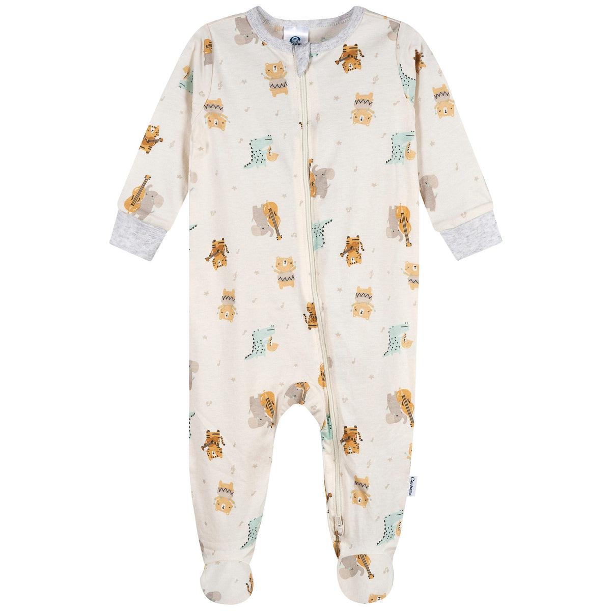 4-Pack Baby Neutral Musical Animals Onesies® Bodysuits and Sleep 'N Play outfits Gerber® 