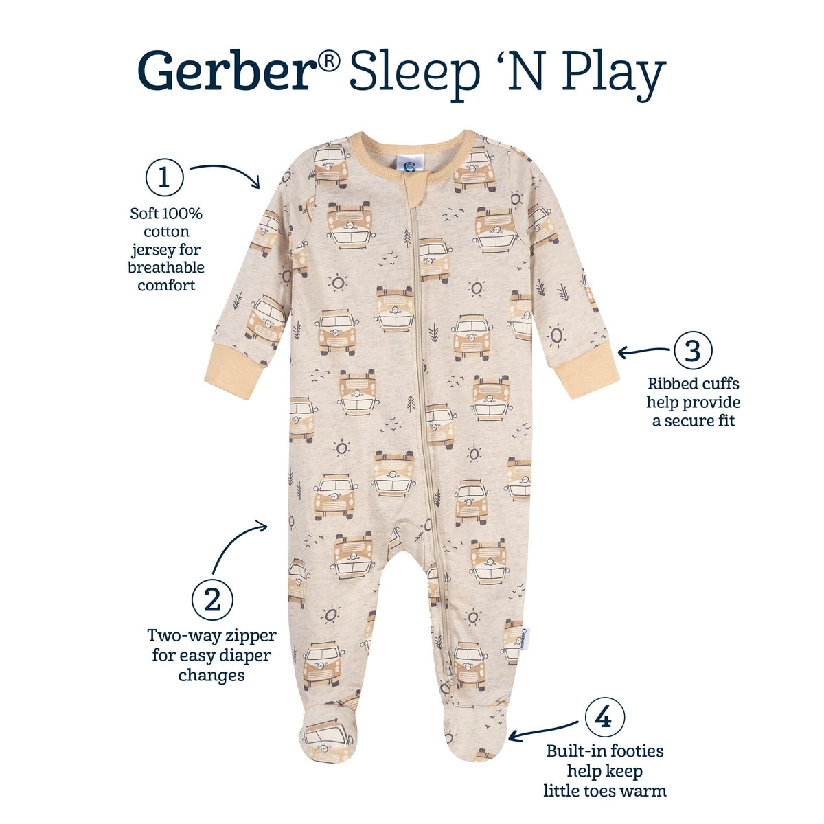 Baby Neutral Road Trip Adventure Sleep 'N Play sleepwear Gerber® 