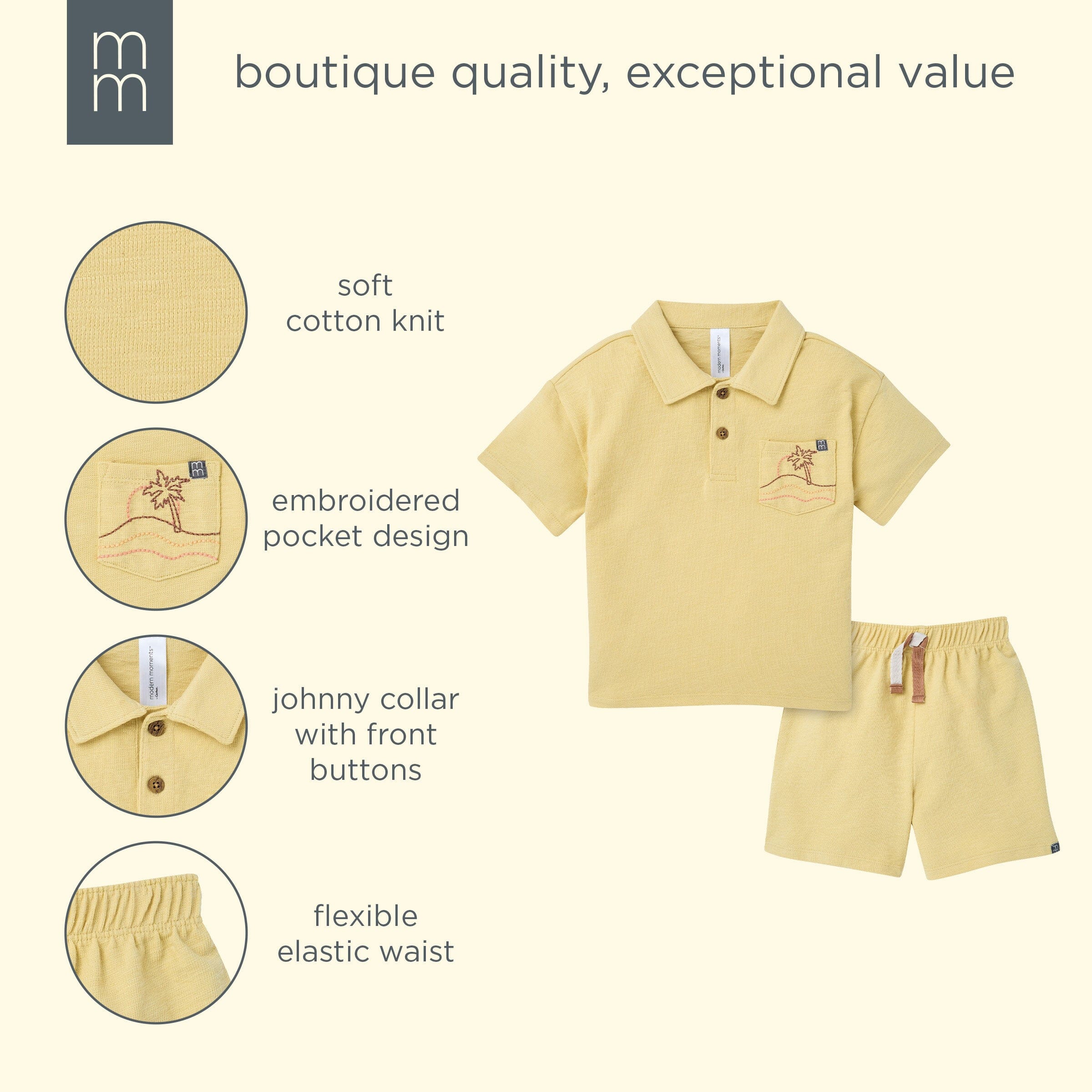 2-Piece Boys Reed Yellow Polo Shirt and Shorts outfits modern moments™ by Gerber® 