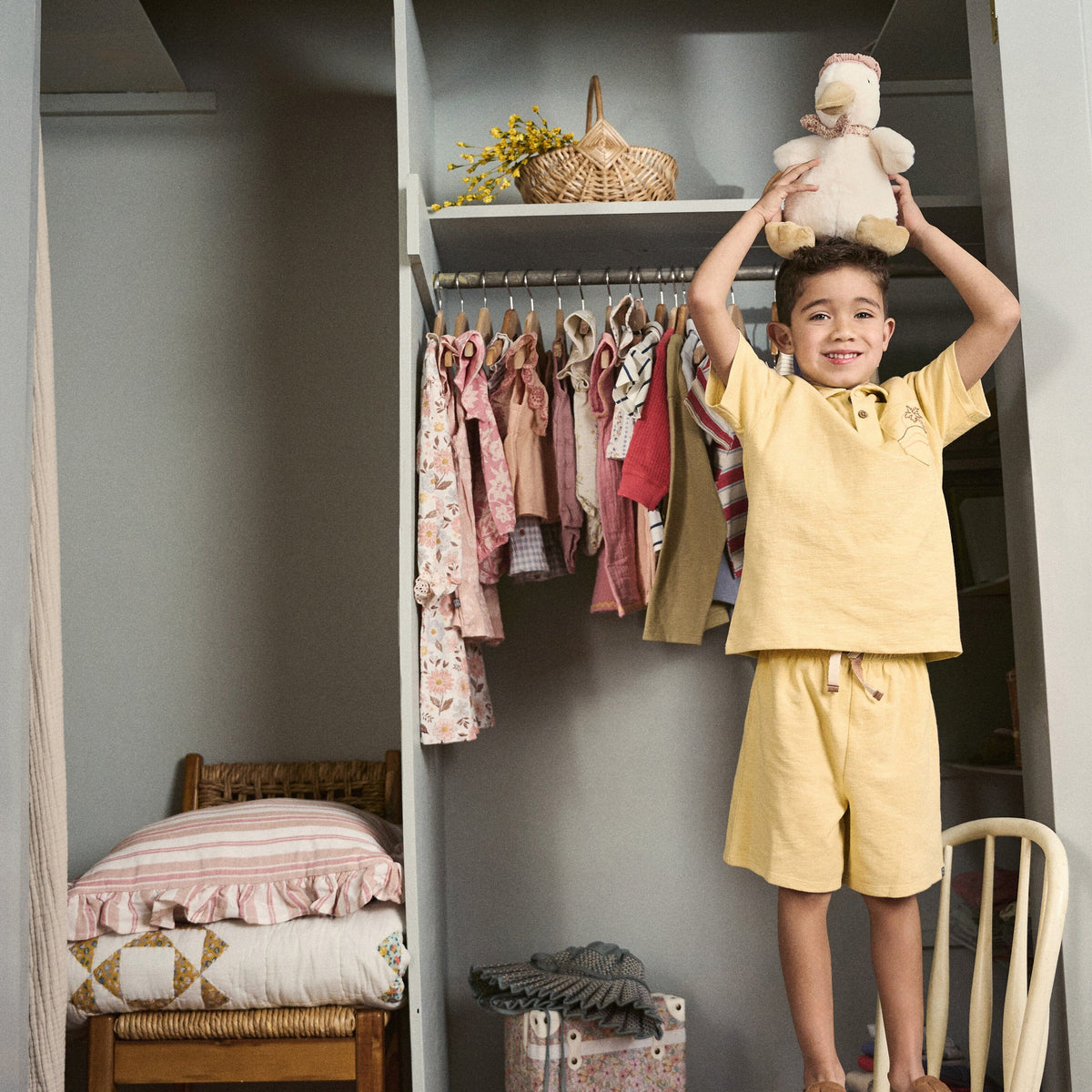 2-Piece Boys Yellow Palm Tree Polo Shirt and Shorts Set outfits modern moments™ by Gerber® 