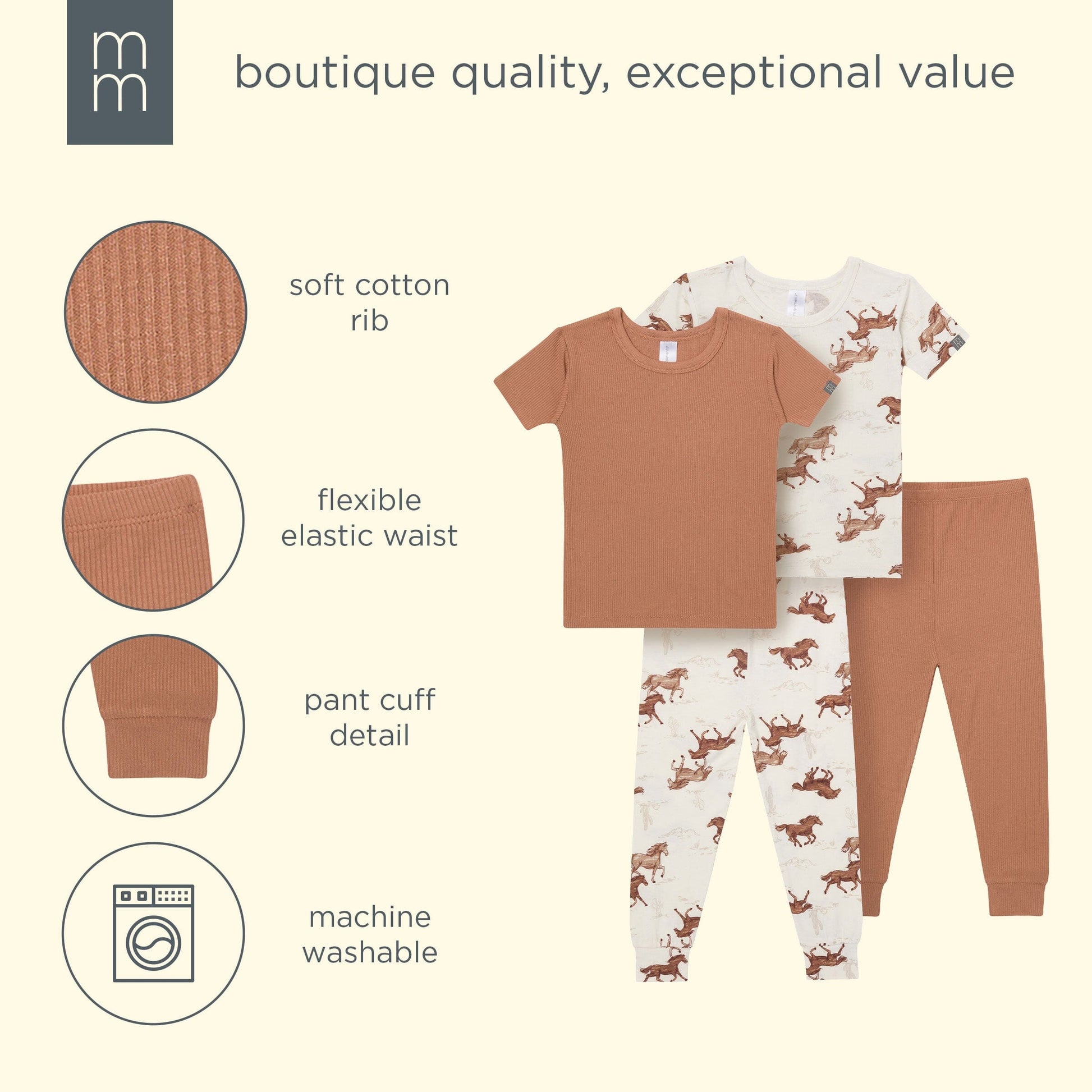 4-Piece Baby Boys Wild Horses Viscose Snug Fitting Pajama sleepwear modern moments™ by Gerber® 
